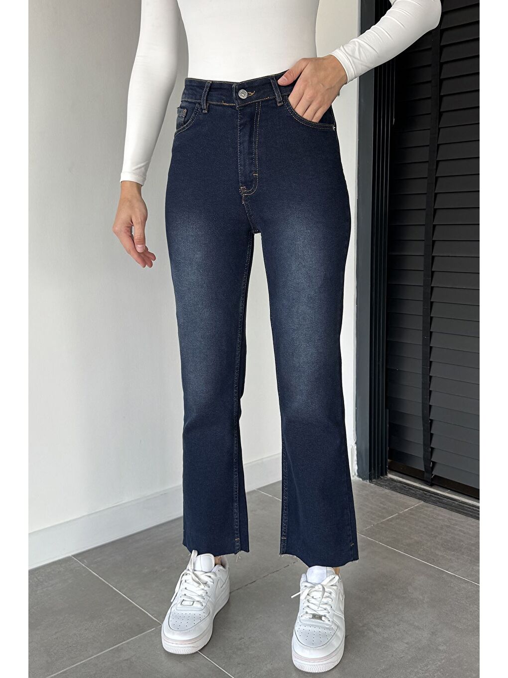 Lacivert Kadın Yüksek Bel Elastanlı Jean Jean Pantolon