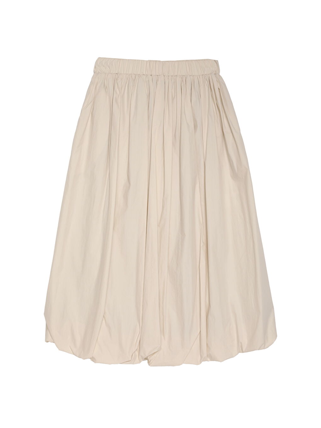 Bej Pile Detaylı Midi Balon Etek Taş