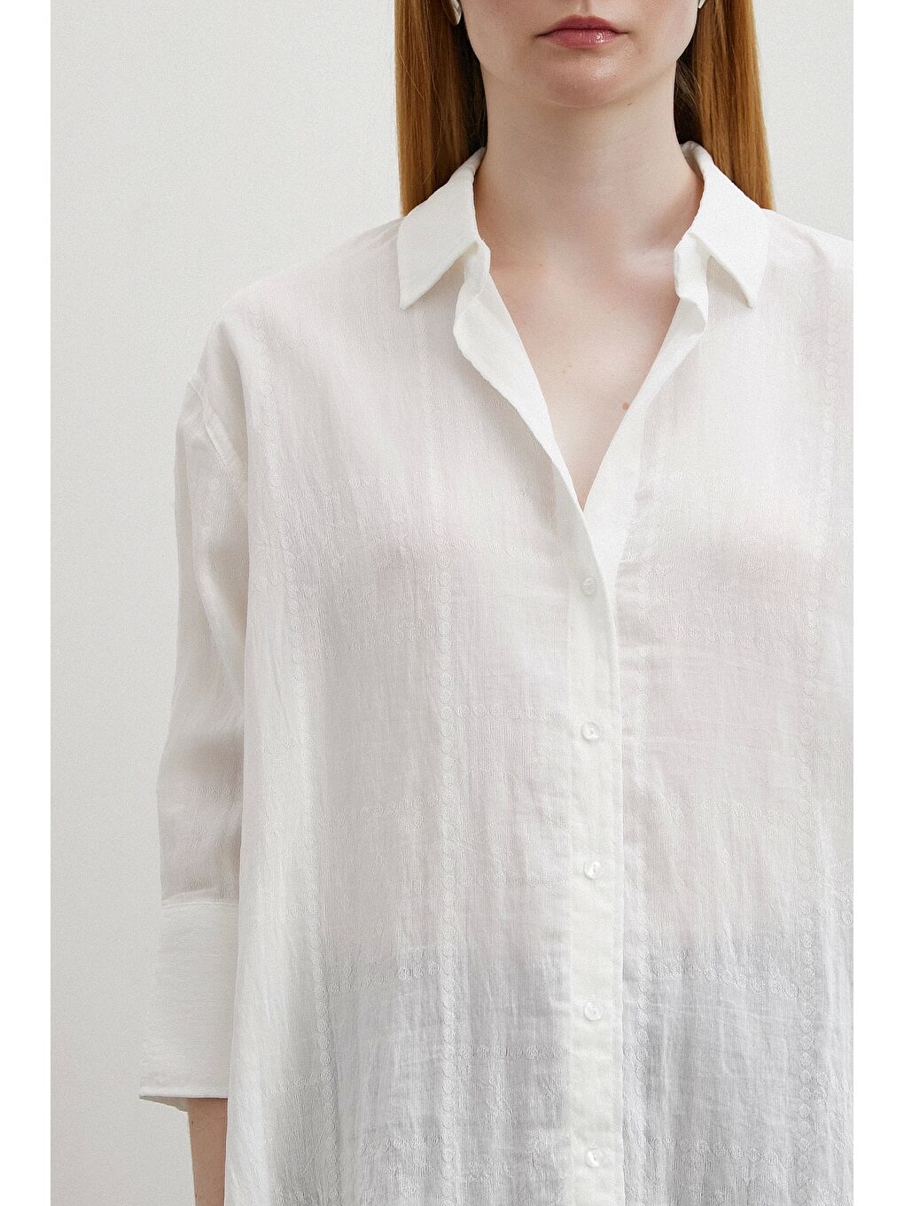 Çift İğneli Fakir Kol Gömlek Beyaz-1