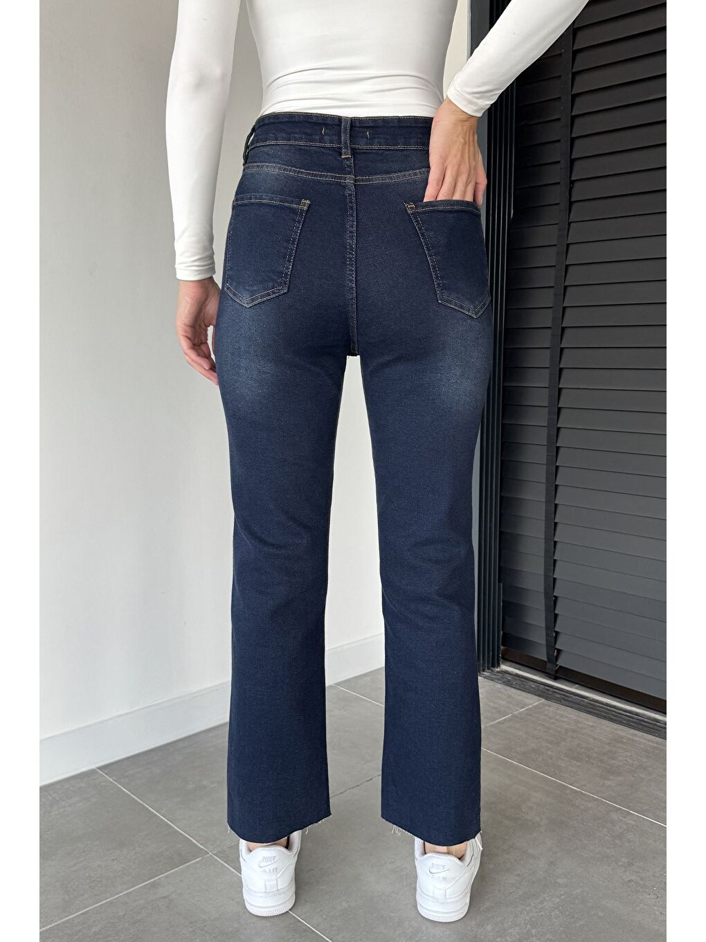 Lacivert Kadın Yüksek Bel Elastanlı Jean Jean Pantolon-2