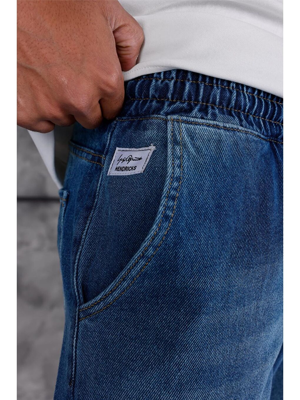 Yeşil Jackson Unisex Oversize Beli İpli ve Lastikli Denim Jean Pantolon - Baggy Jean-1