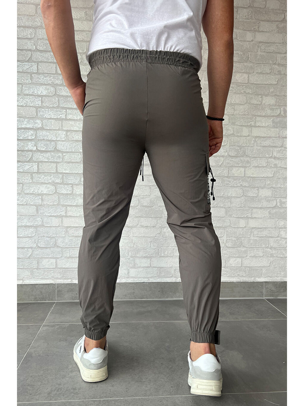 Mishar İtalia Bej Paraşüt Paça Cırtlı Slim Fit Jogger Pantolon - 4