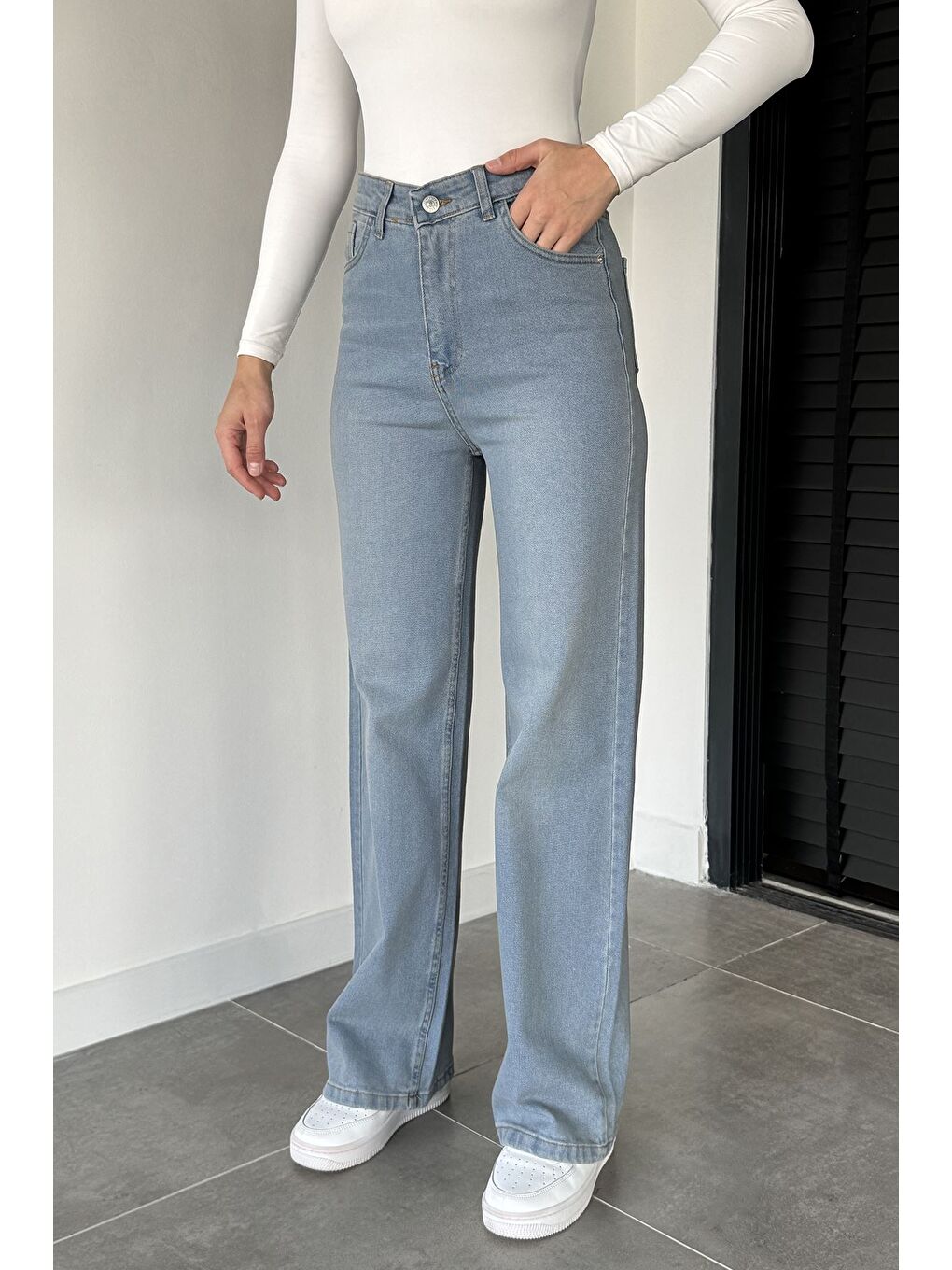 Mavi Kadın Yüksek Bel Palazzo Jean Jean Pantolon-1