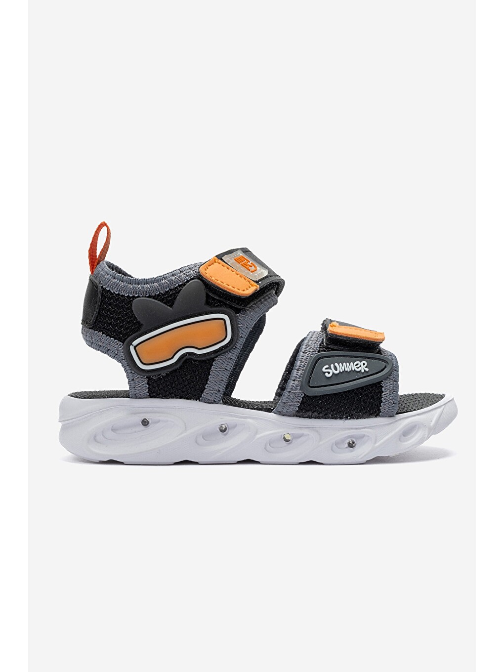 Erkek Çocuk Siyah Işıklı Anatomik Hafif Günlük Sandalet-3