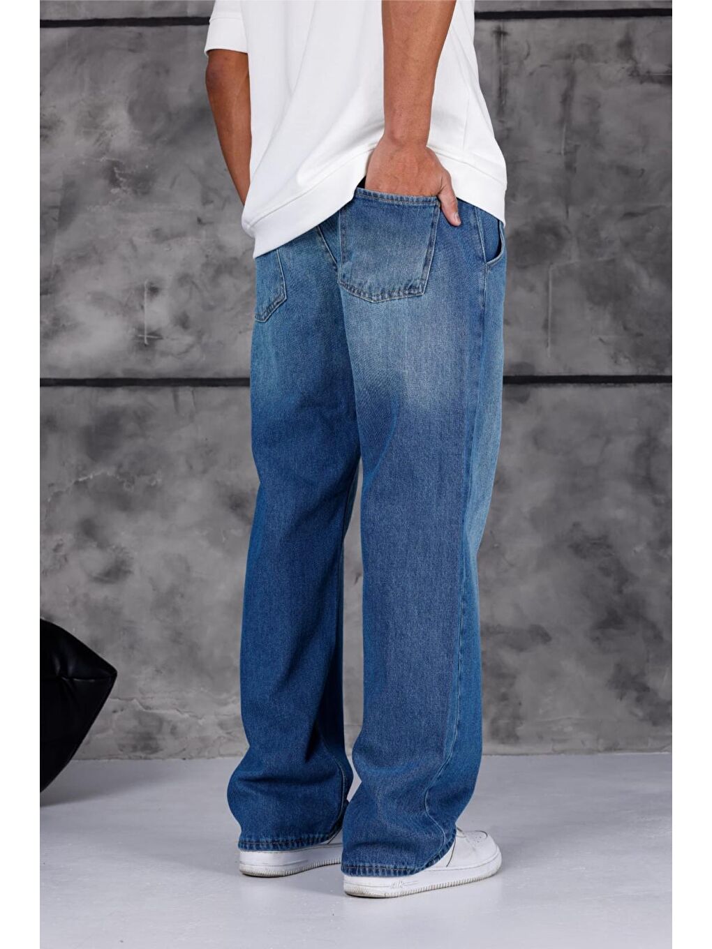 Yeşil Jackson Unisex Oversize Beli İpli ve Lastikli Denim Jean Pantolon - Baggy Jean-6