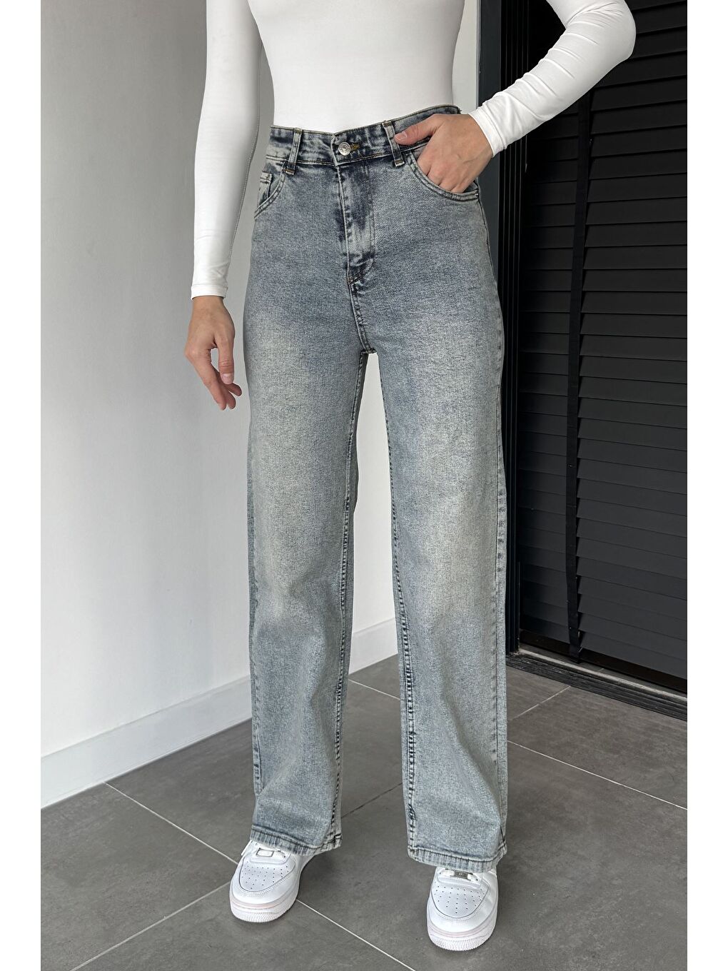 Mavi Kadın Yüksek Bel Palazzo Jean Jean Pantolon