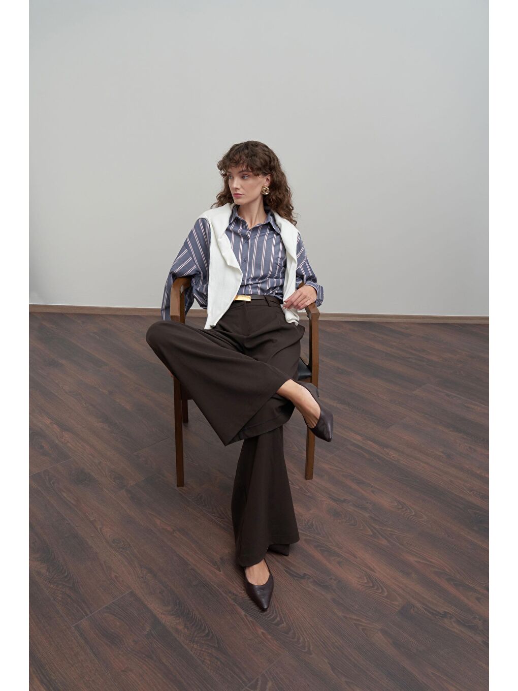 Kahverengi Acı Kahve-Pileli Polyviscon Pantolon-5