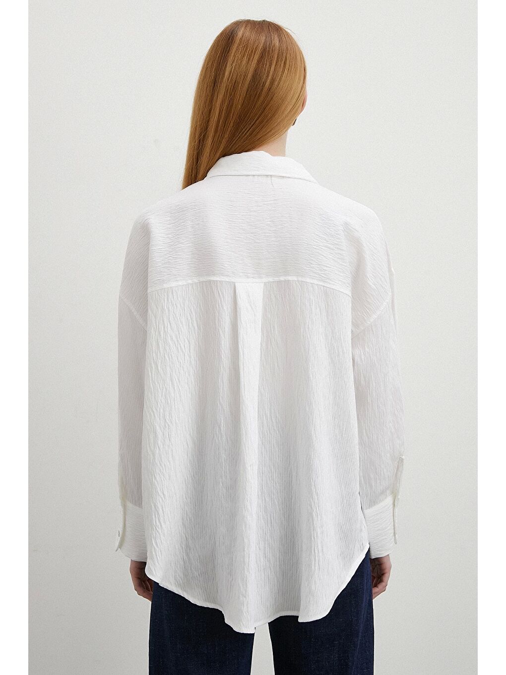 Kraşlı Cepli Gömlek Beyaz-2