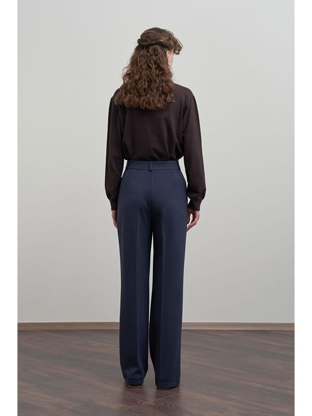 Lacivert-Yumuşak Dokulu Palazzo Pantolon-2