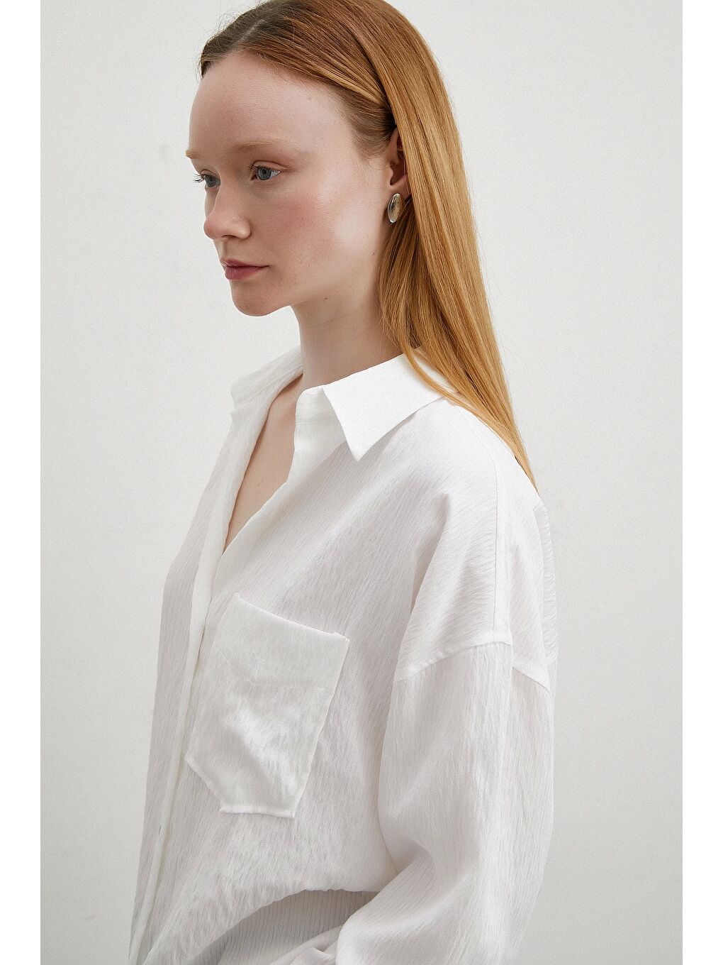 Kraşlı Cepli Gömlek Beyaz-5