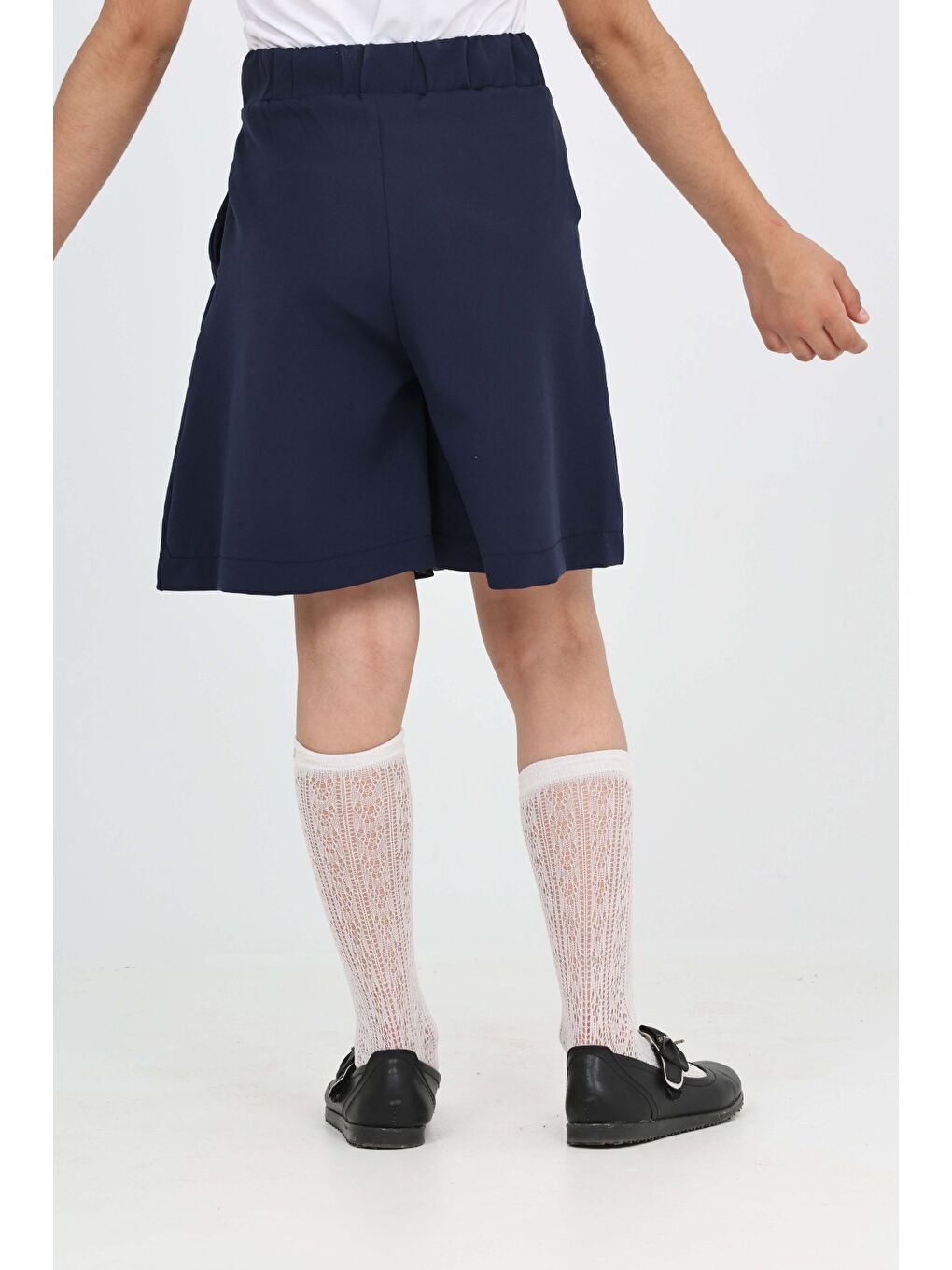 Lacivert Kız Çocuk Pileli Okul Şort-4
