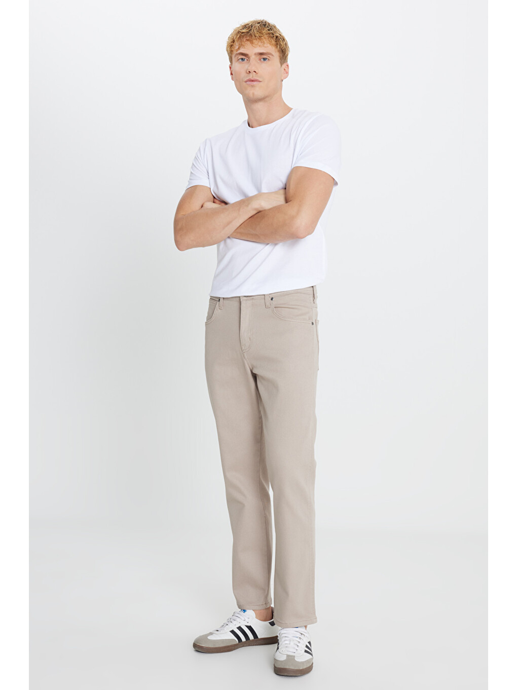 Bej Arizona Straight Fit Normal Bel 5 Cep Esnek Pantolon-1