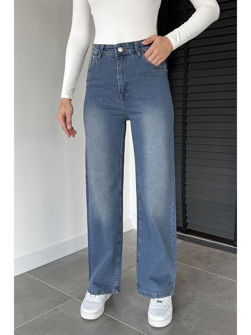Mavi Kadın Yüksek Bel Palazzo Jean Jean Pantolon