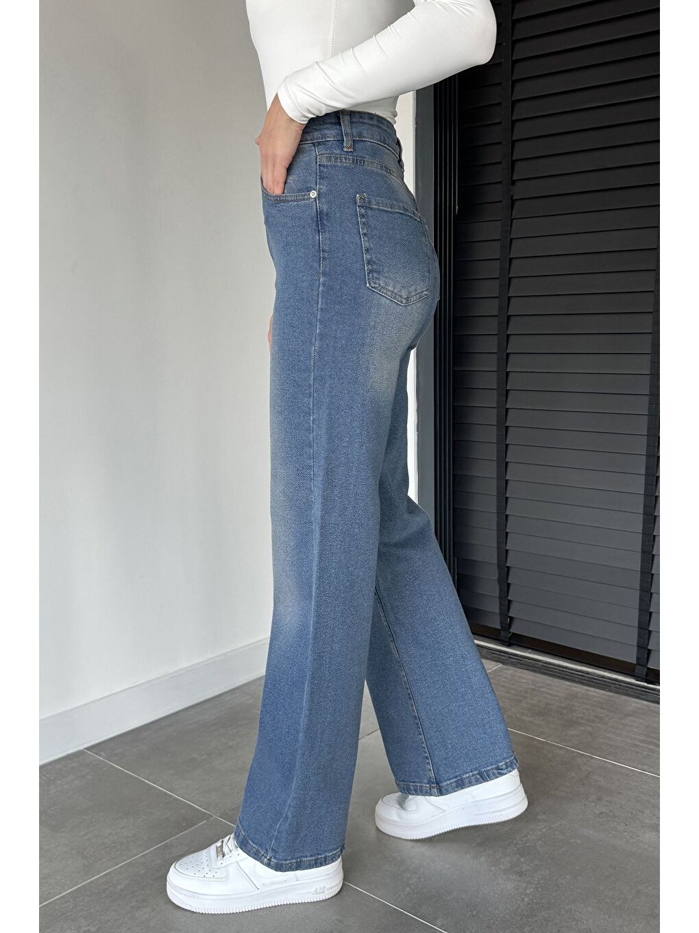 Mavi Kadın Yüksek Bel Palazzo Jean Jean Pantolon-1