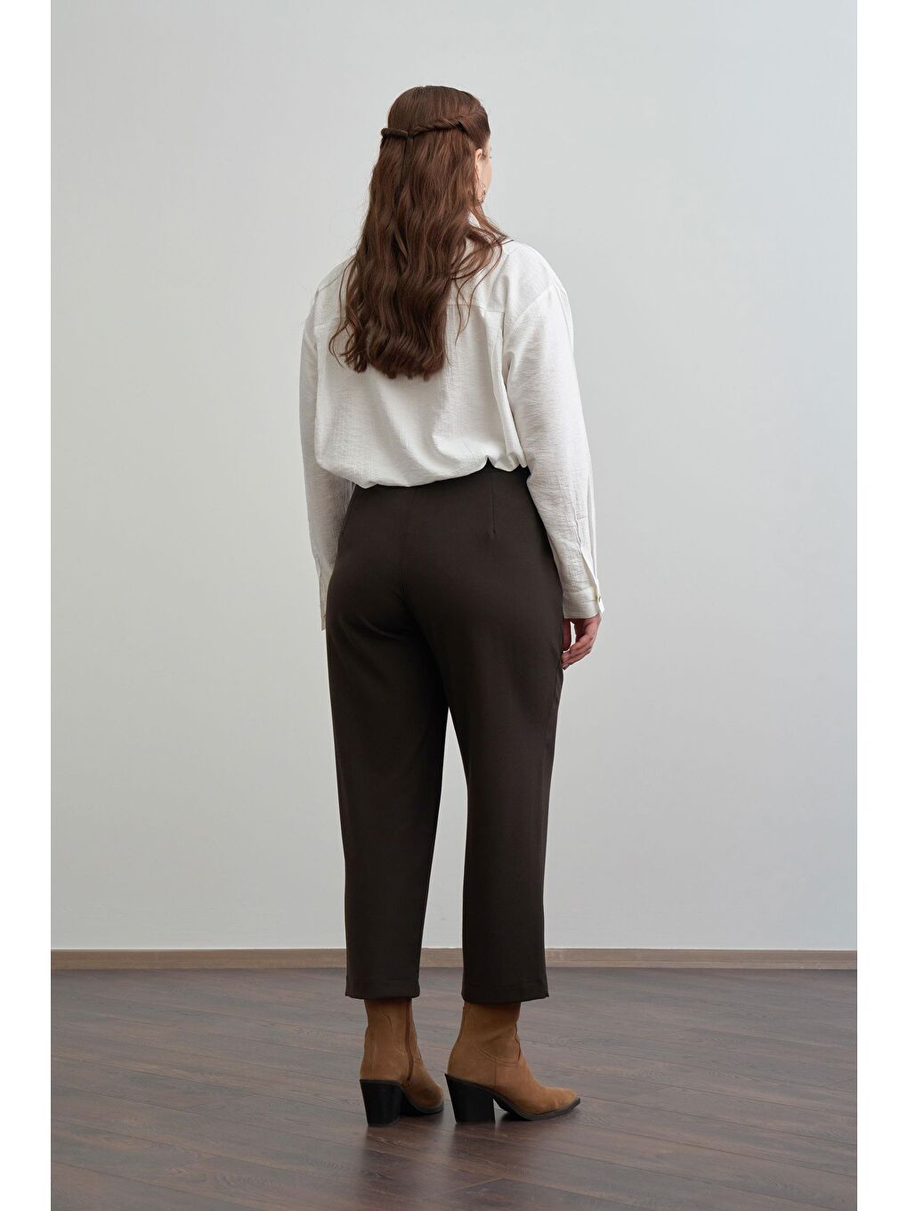 Kahverengi Acı Kahve-Pensli Rahat Viscon Pantolon-1