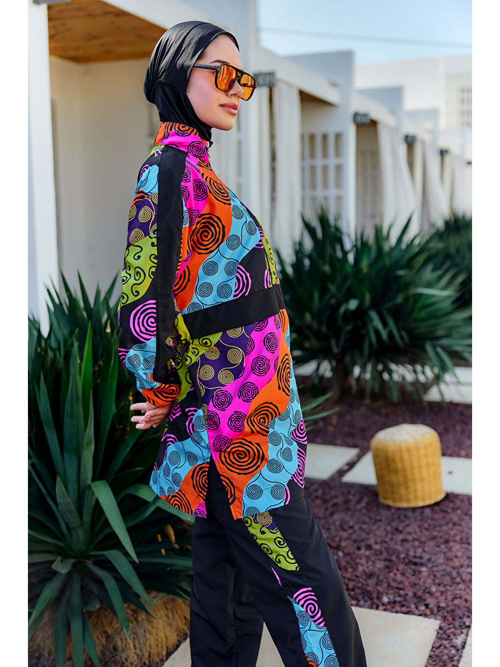 Paraşüt Tam Kapalı Tesettür Mayo R4704 Siyah01-2