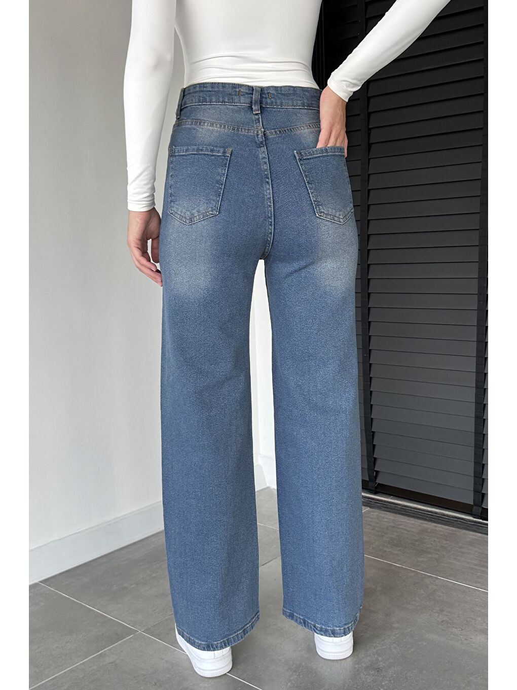 Mavi Kadın Yüksek Bel Palazzo Jean Jean Pantolon-2