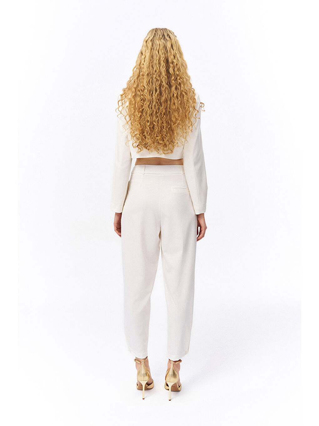 Pile Detaylı  Pantolon Ekru-4