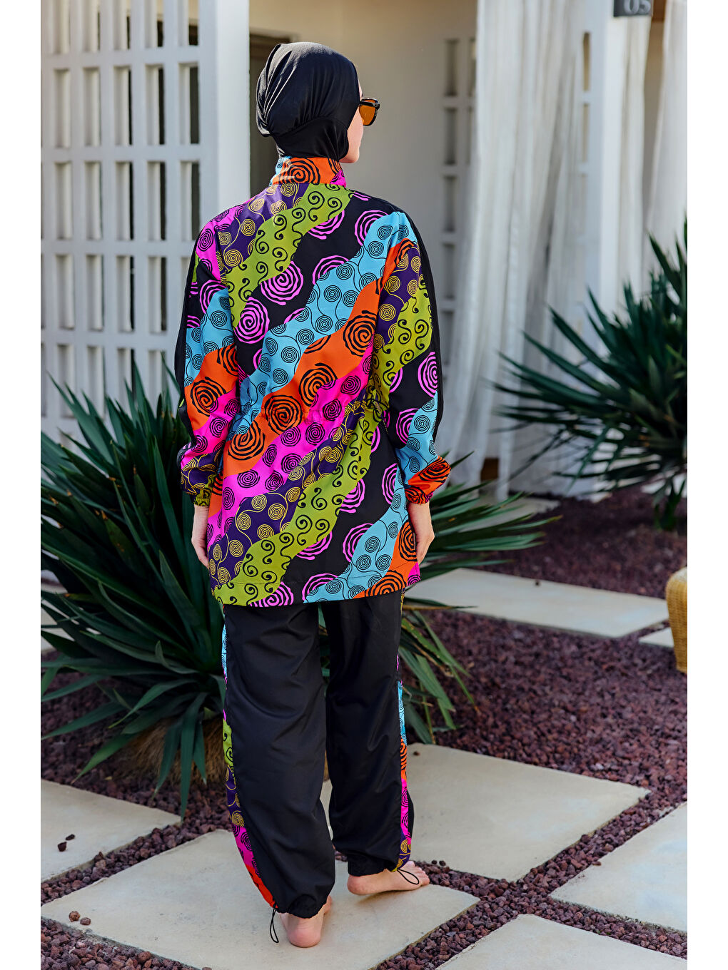 Paraşüt Tam Kapalı Tesettür Mayo R4704 Siyah01-4