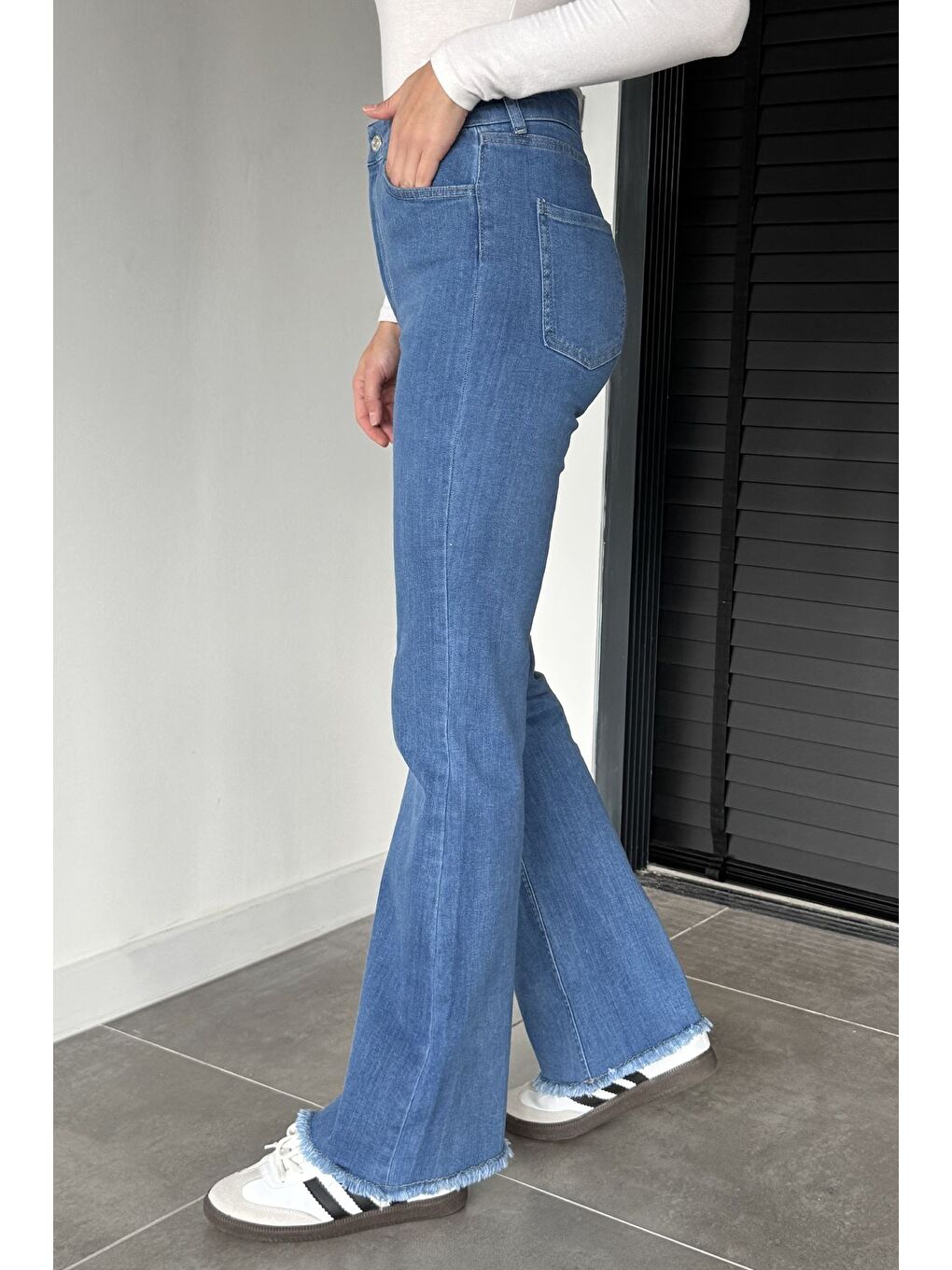 Mavi Kadın Paça Püsküllü Yüksek Bel Jean Jean Pantolon-1