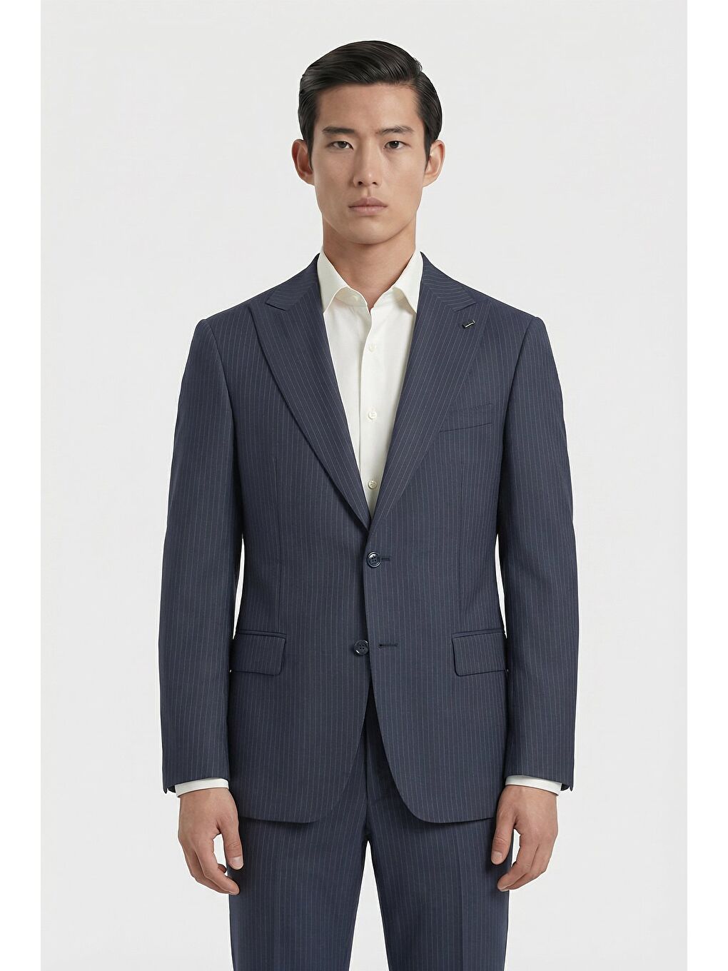 Erkek Yün Karışımlı 4 Drop Klasik Koyu Lacivert Takım Elbise