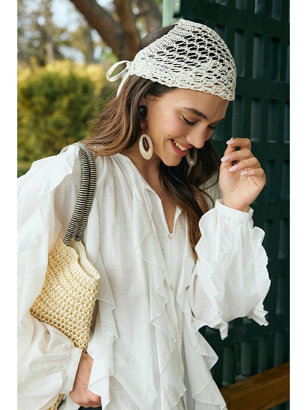 Rosa Fırfırlı Vual Gömlek Ekru-2