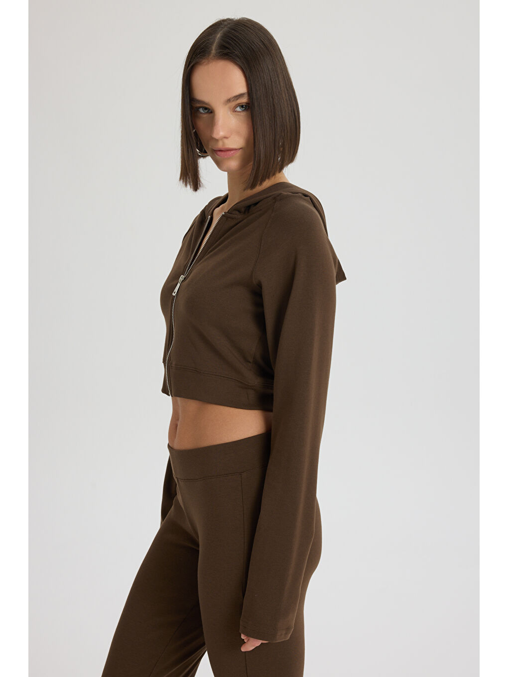 Kahverengi Remy Fermuarlı Kahve Eşofman Takım-2