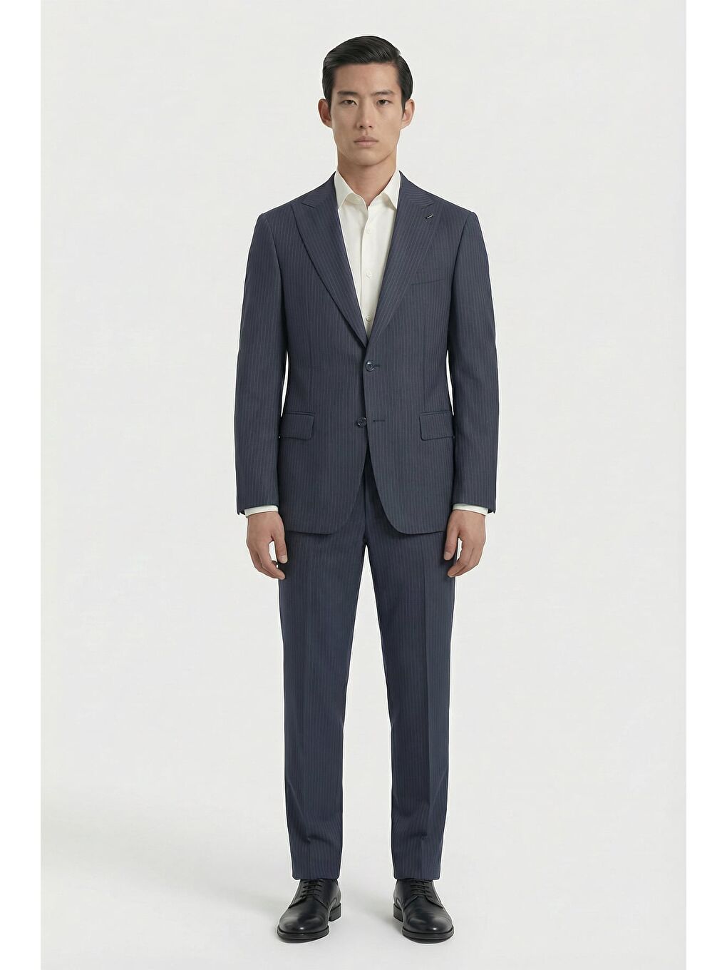 Erkek Yün Karışımlı 4 Drop Klasik Koyu Lacivert Takım Elbise-1