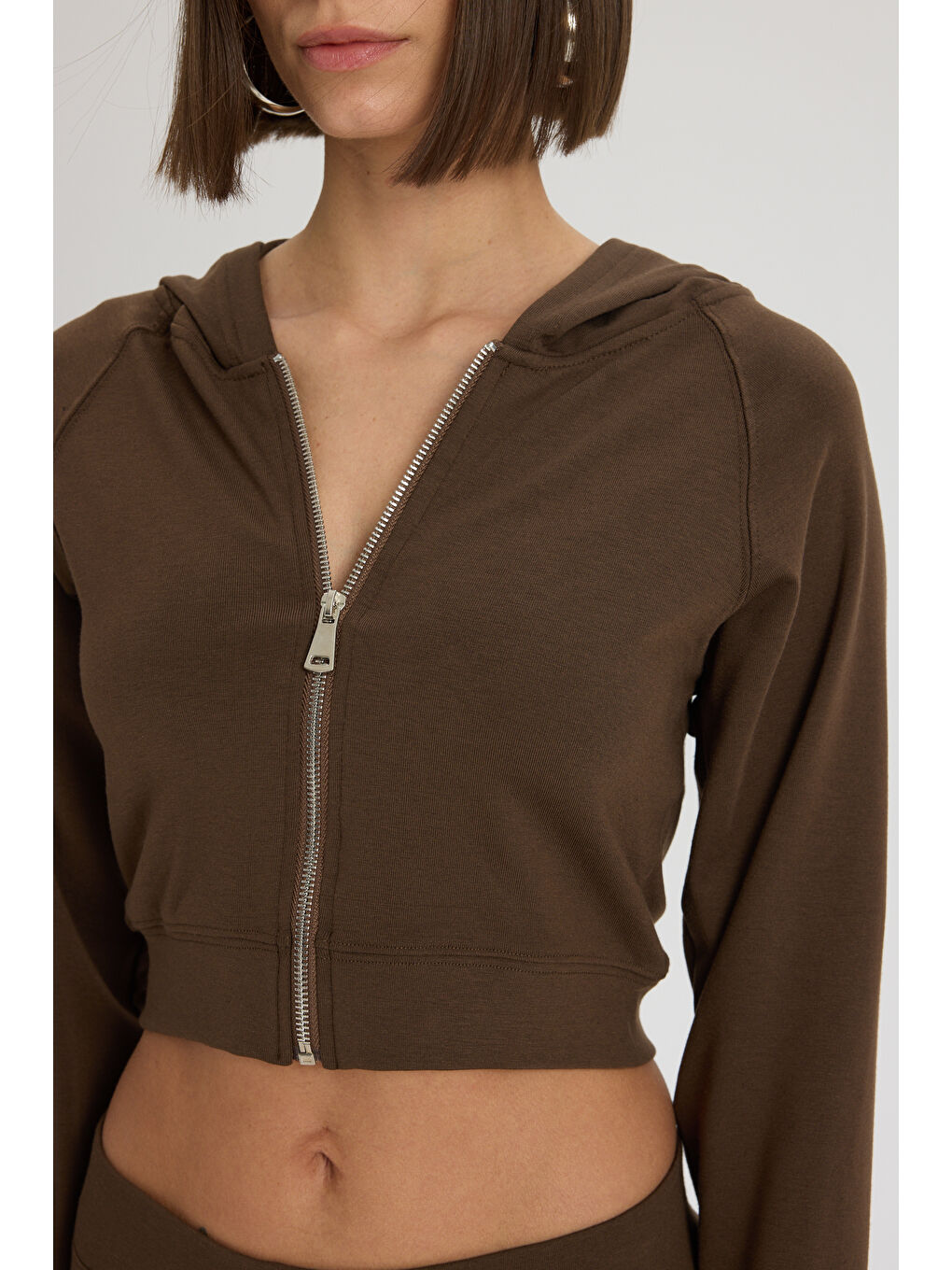 Kahverengi Remy Fermuarlı Kahve Eşofman Takım-6