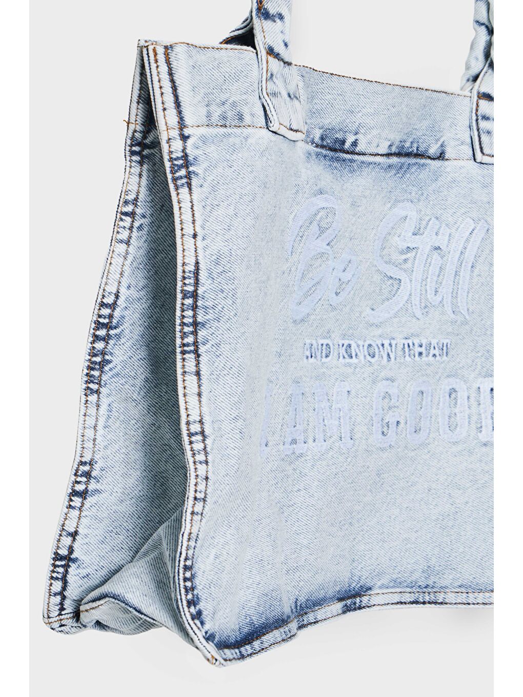 Mavi Jean Rengi 1-B-3W4-27 Nakışlı Körüklü Askılı Denim Çanta-1