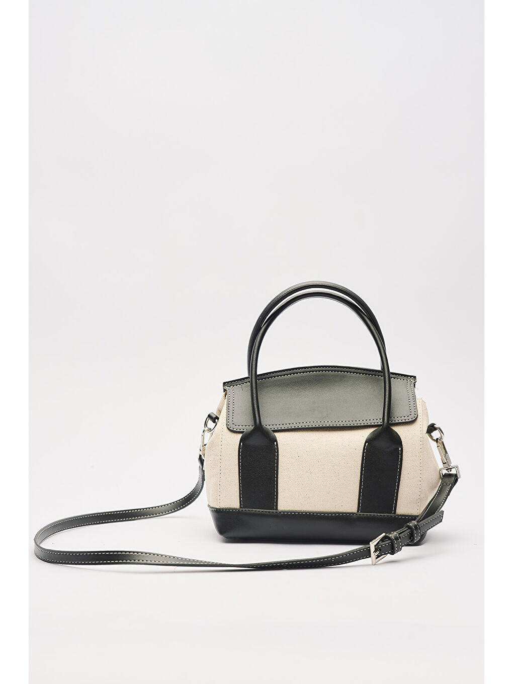 Ruth Kapaklı Mini Kanvas Çanta Siyah-6