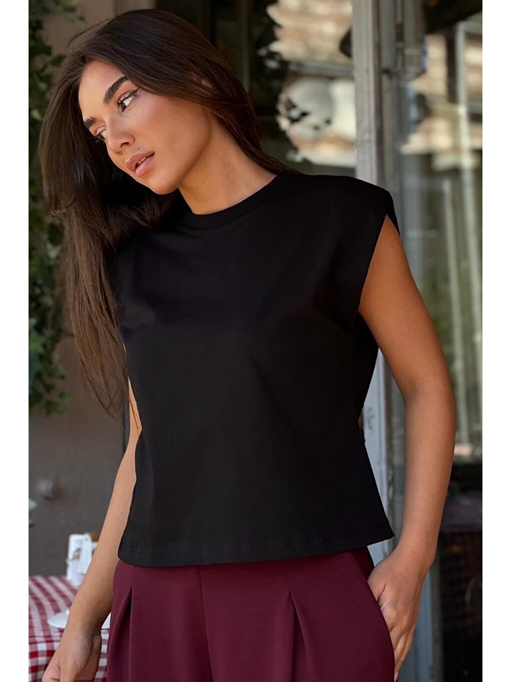 Siyah Vatkalı Basic Tişört Mg2809-2