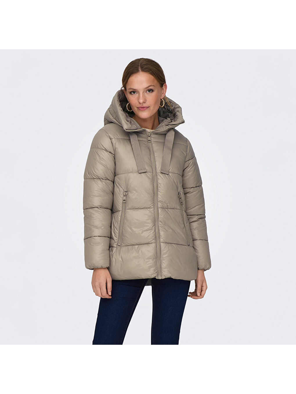 New Scarlett Hood Puffer Kadın Siyah Kapüşonlu Mont