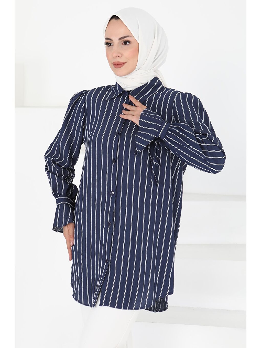 Çizgili Tunik Lacivert - 27275-2