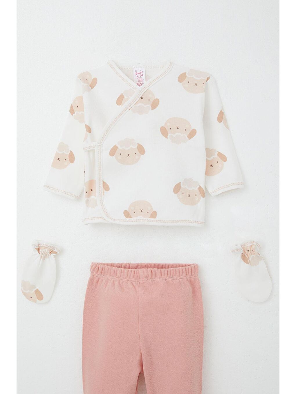 Kız Bebek Hastane Çıkışı 5 Li Sevimli Koyuncuk Desenli Beyaz (0-3 Ay)-2