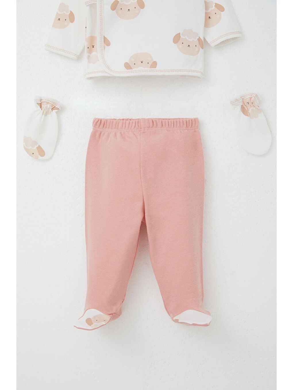 Kız Bebek Hastane Çıkışı 5 Li Sevimli Koyuncuk Desenli Beyaz (0-3 Ay)-3