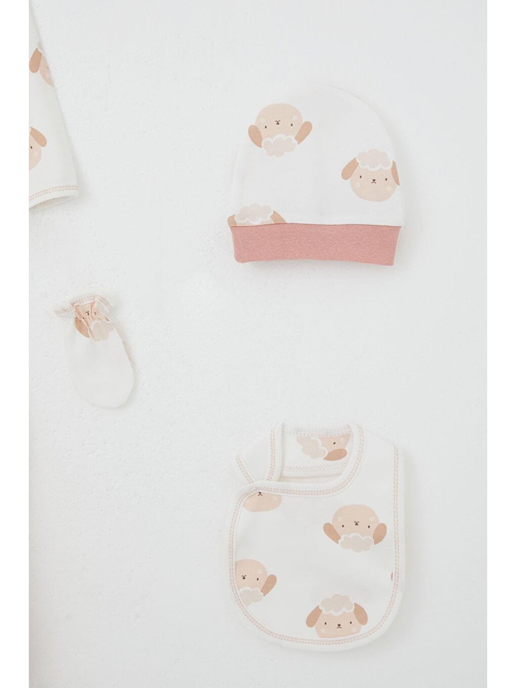 Kız Bebek Hastane Çıkışı 5 Li Sevimli Koyuncuk Desenli Beyaz (0-3 Ay)-4