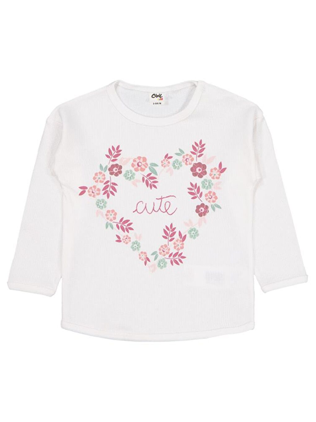 Ekru Baby Cute Çiçek Baskılı 6-18 Ay Sweatshirt-1