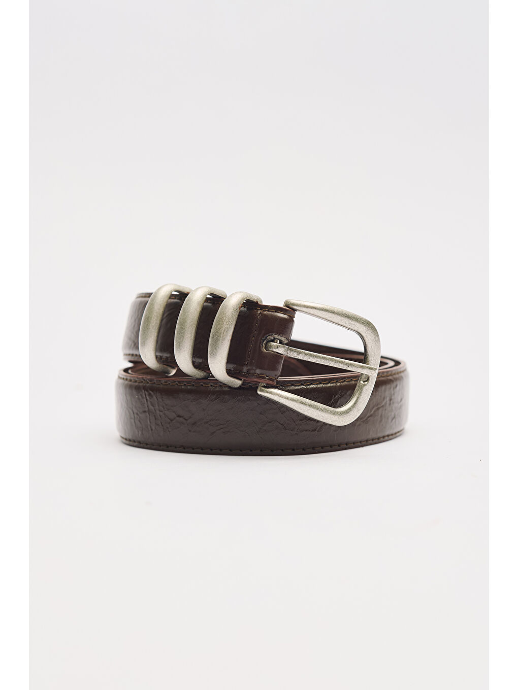 Detaylı Oval Kemer Kahverengi-1