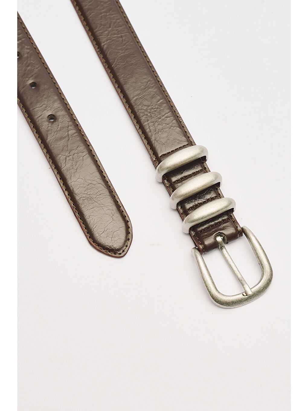 Detaylı Oval Kemer Kahverengi-2