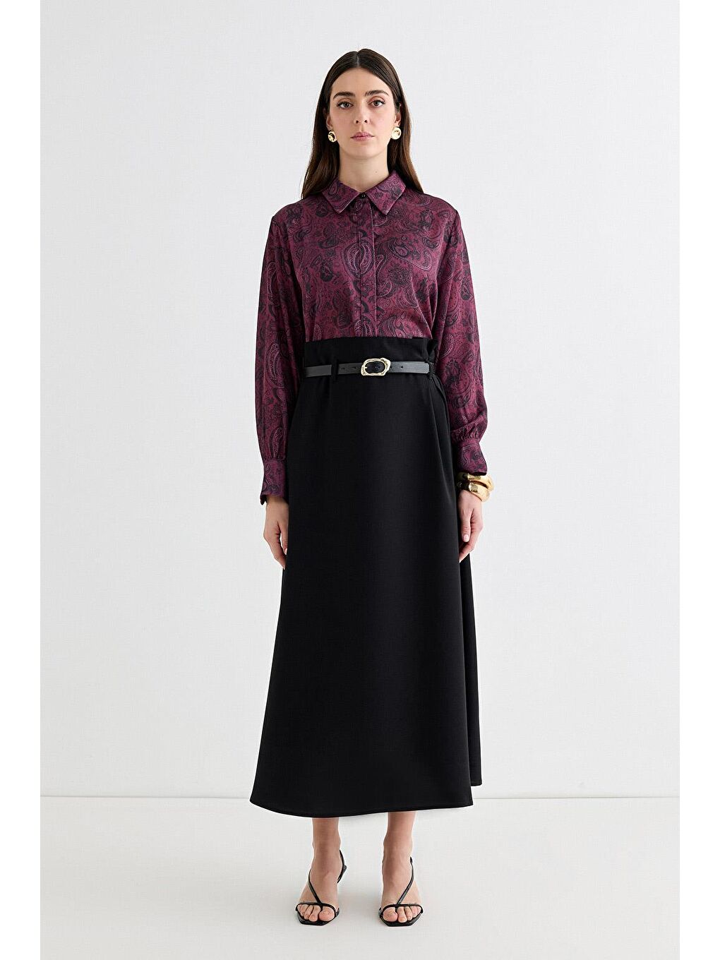 Kemerli Pili Detaylı Etek Siyah