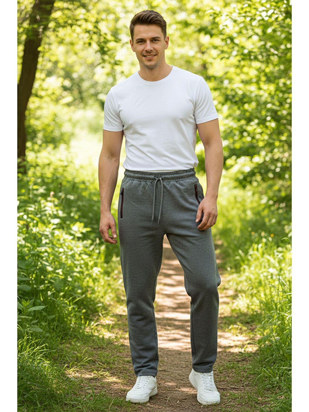 Erkek Beli Lastikli 3 Cepli Eşofman Altı 5059 Antrasit-2