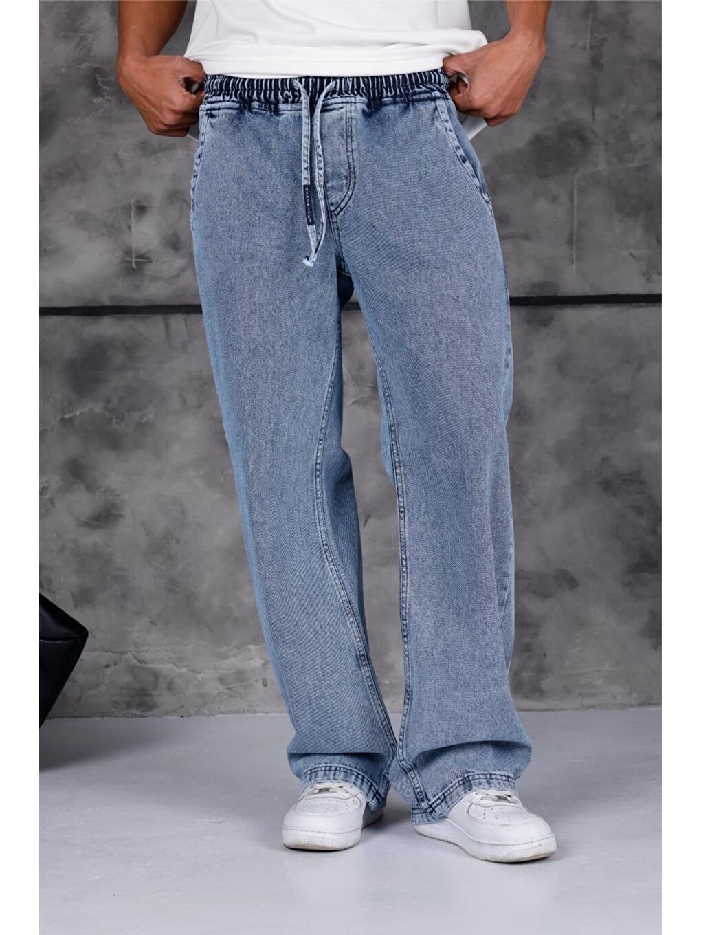 Mavi Jackson Unisex Oversize Beli İpli ve Lastikli Denim Jean Pantolon - Baggy Jean