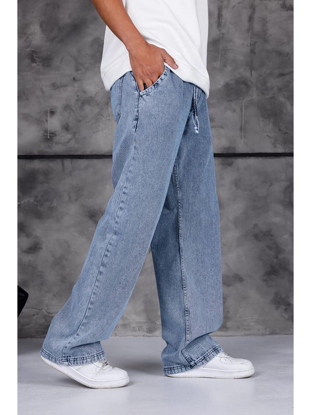 Mavi Jackson Unisex Oversize Beli İpli ve Lastikli Denim Jean Pantolon - Baggy Jean-1