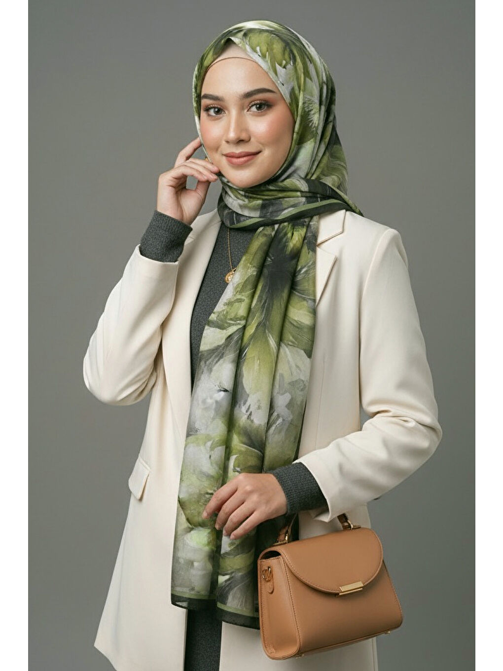 Yeşil Mystic Flora Serisi Pamuk Şal Yesil - 27988-YESIL