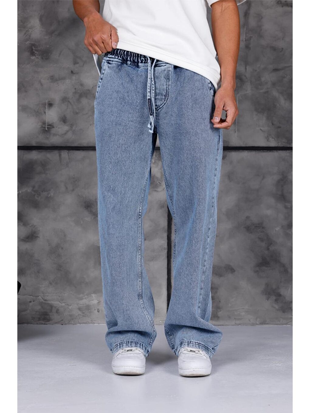 Mavi Jackson Unisex Oversize Beli İpli ve Lastikli Denim Jean Pantolon - Baggy Jean-4