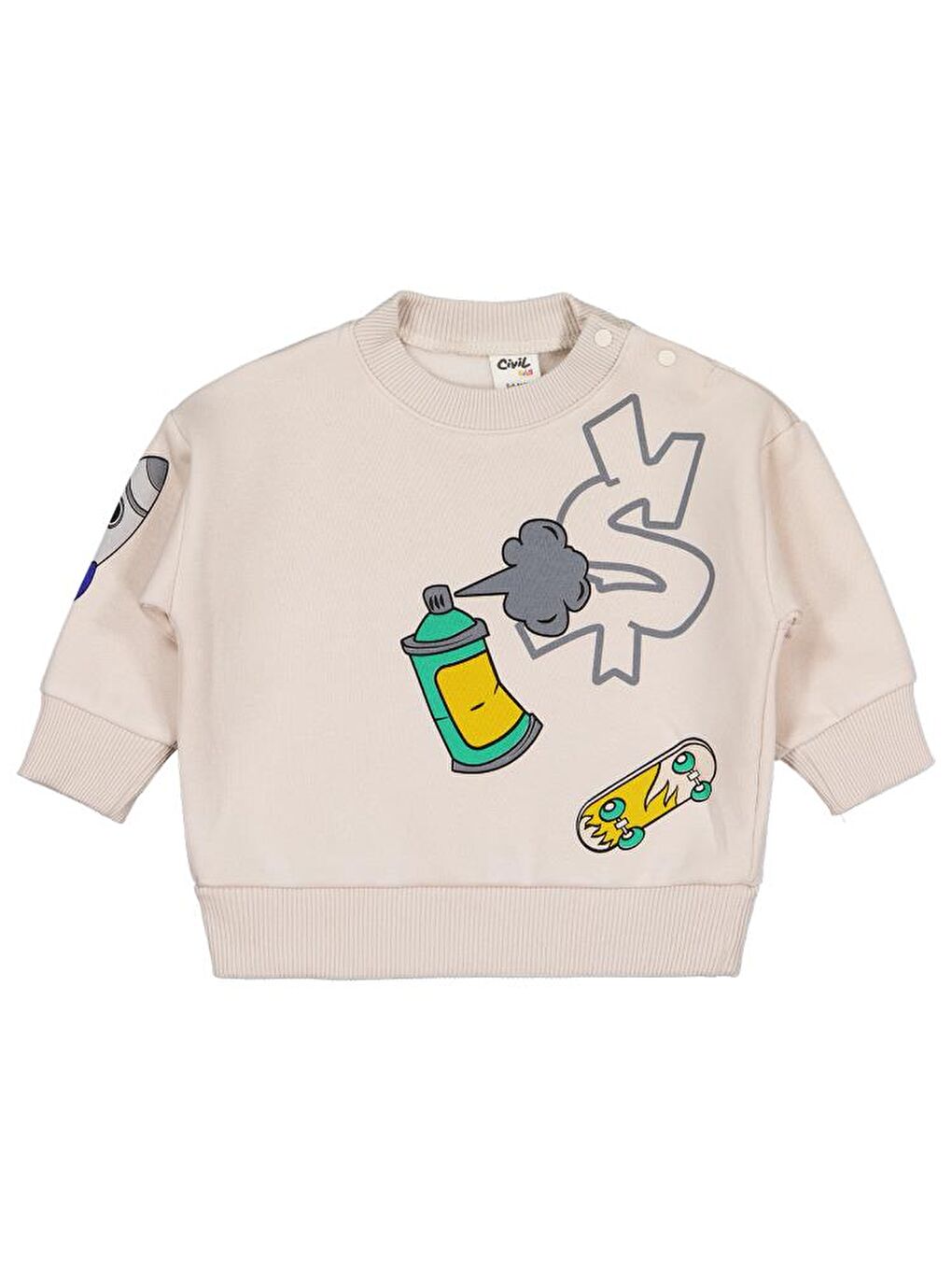 Bej Baby Kaykay Baskı 6-18 Ay Sweatshirt