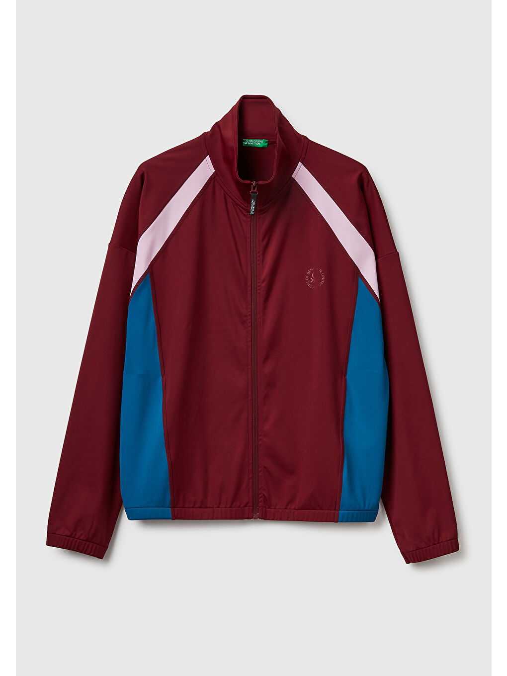 Kadın Bordo Çok Renkli Fermuarlı Dik Yaka Ceket