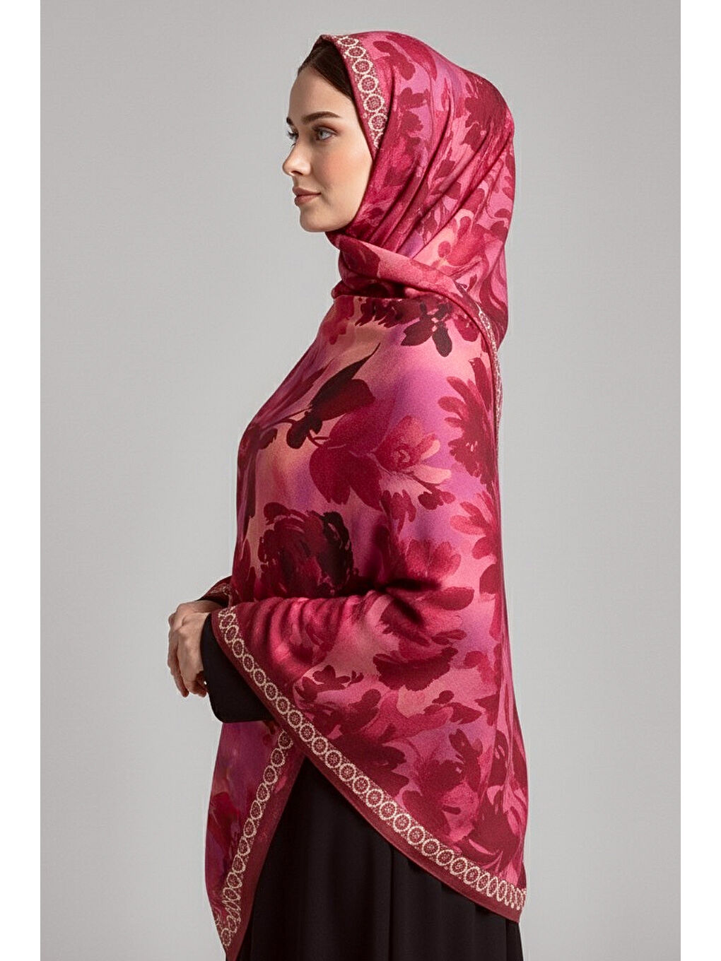 Kırmızı Midnight Bloom Serisi Pamuk Şal Kirmizi - 27986-KIRMIZI-1