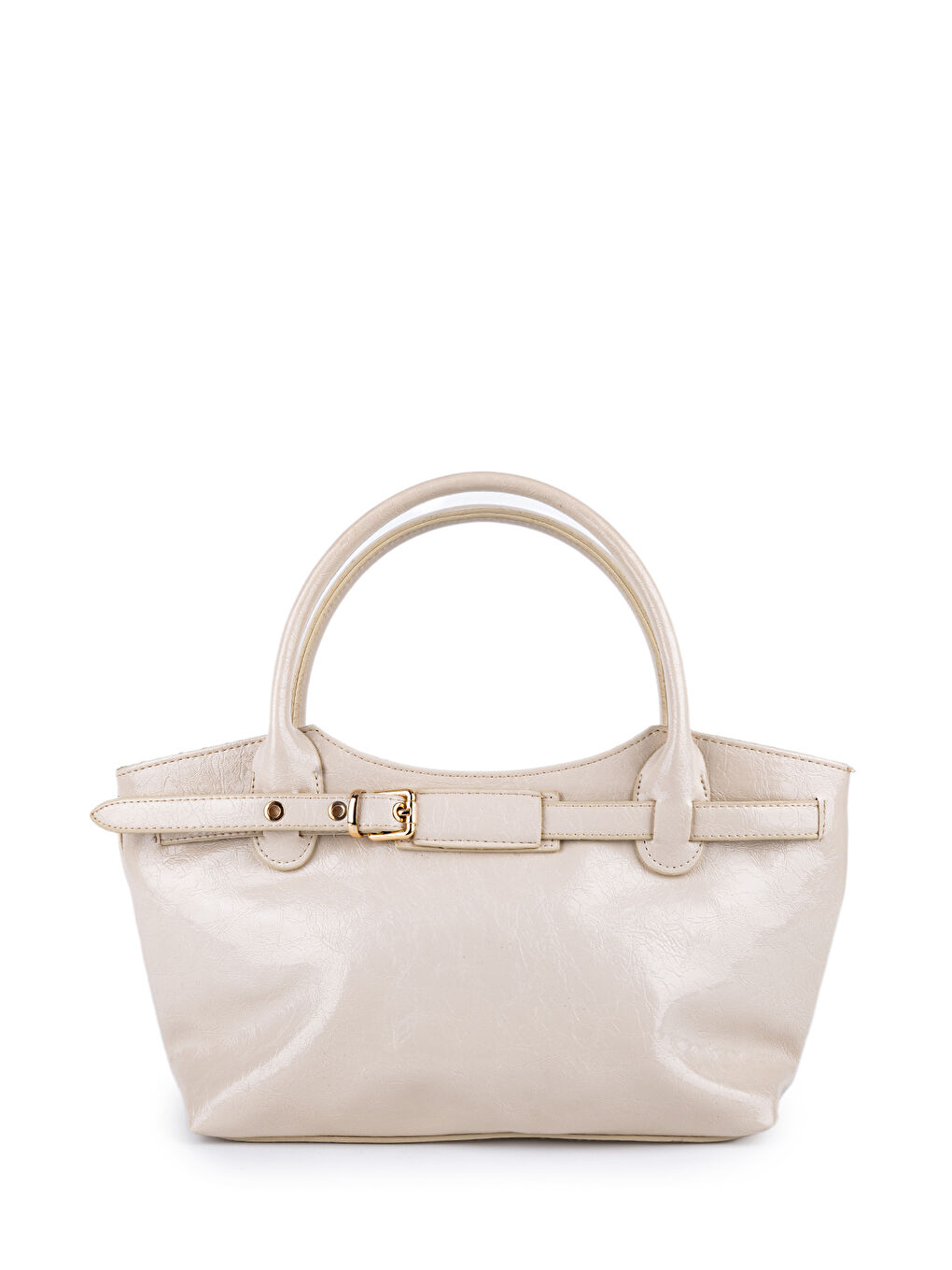 Ekru Kemer Detaylı Suni Deri Kadın El Çanta Stars Krem